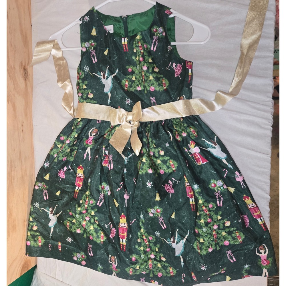 Bonnie Jean Girls Nutcracker Christmas Dress Green Ballerina Holiday Size 7
